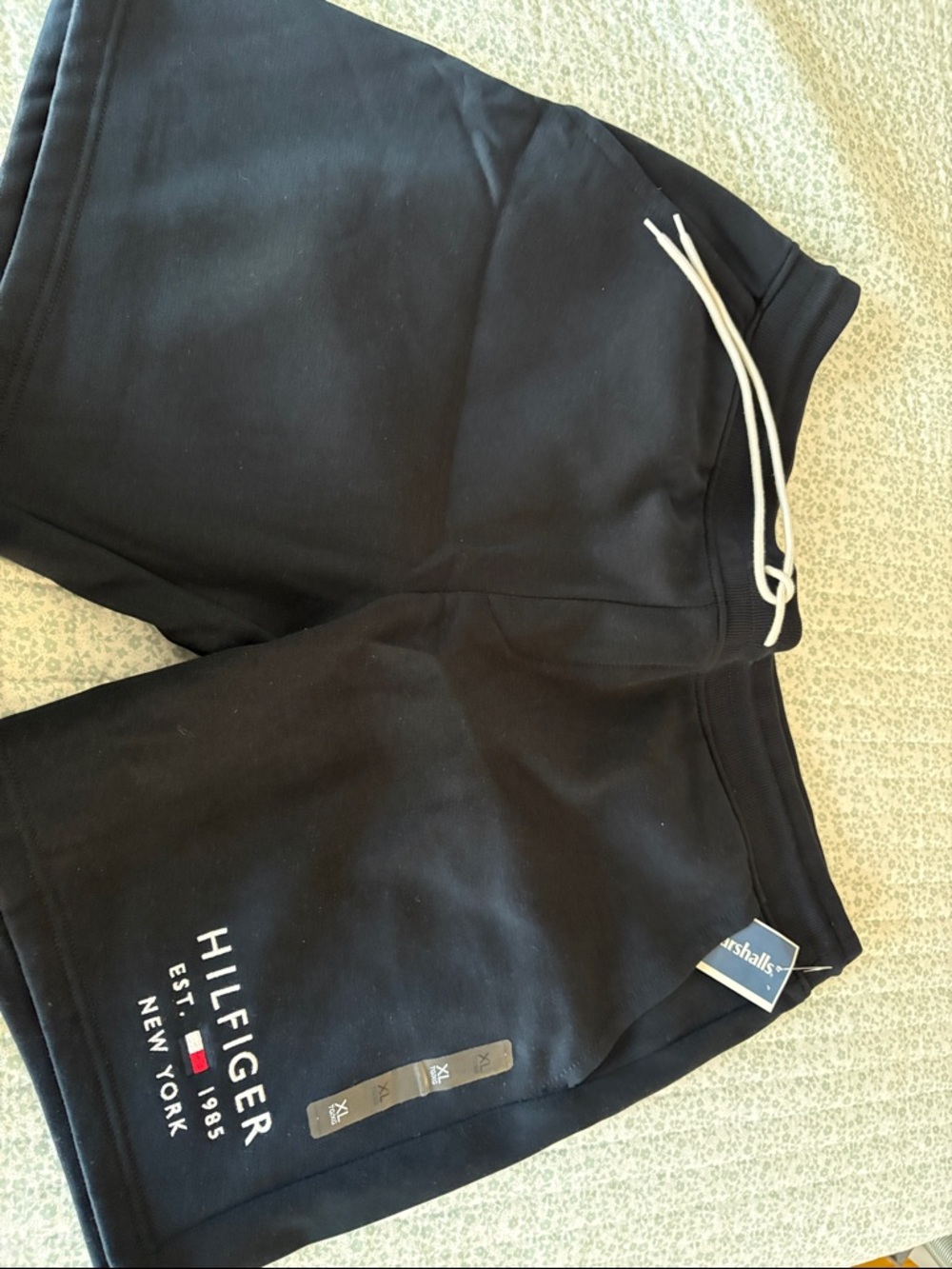 Tommy Hilfiger Black Athletic Shorts with White Drawstring